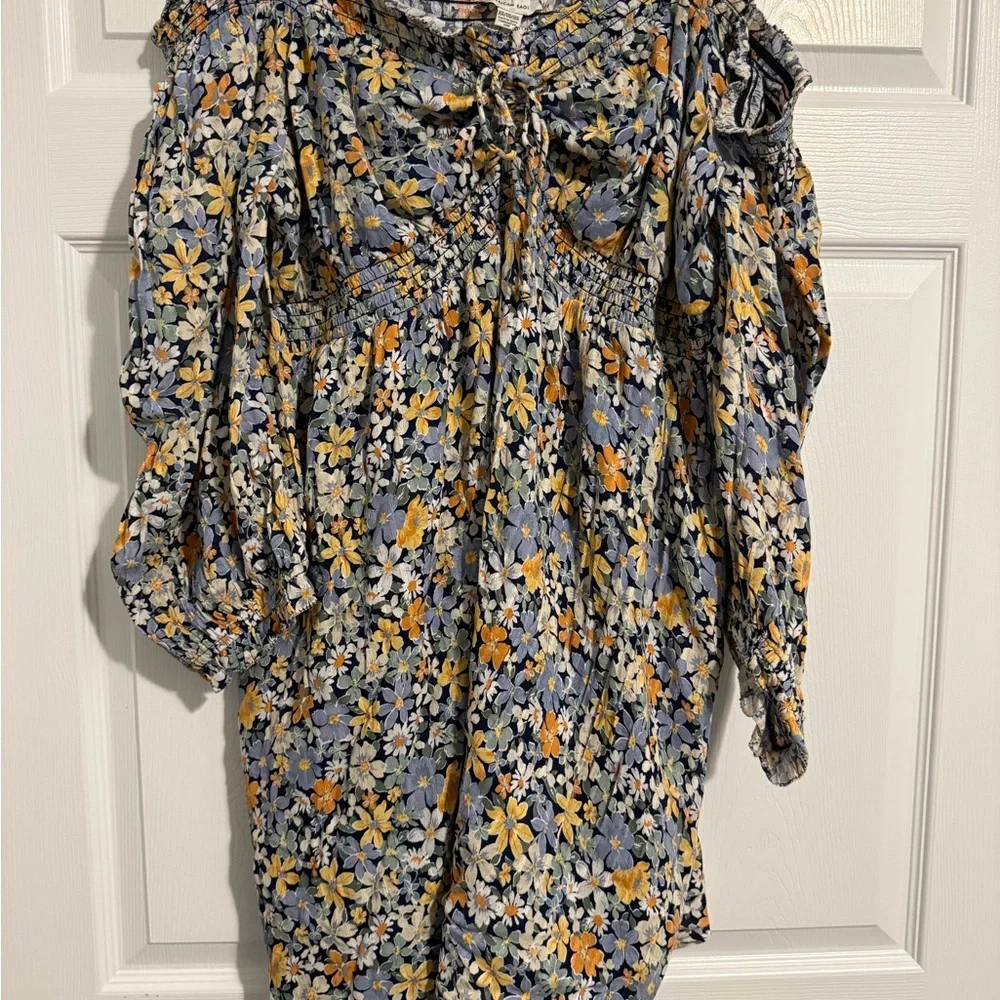 American Eagle Outfitters Floral Mini Dress - Blue and Yellow - Picture 8 of 9